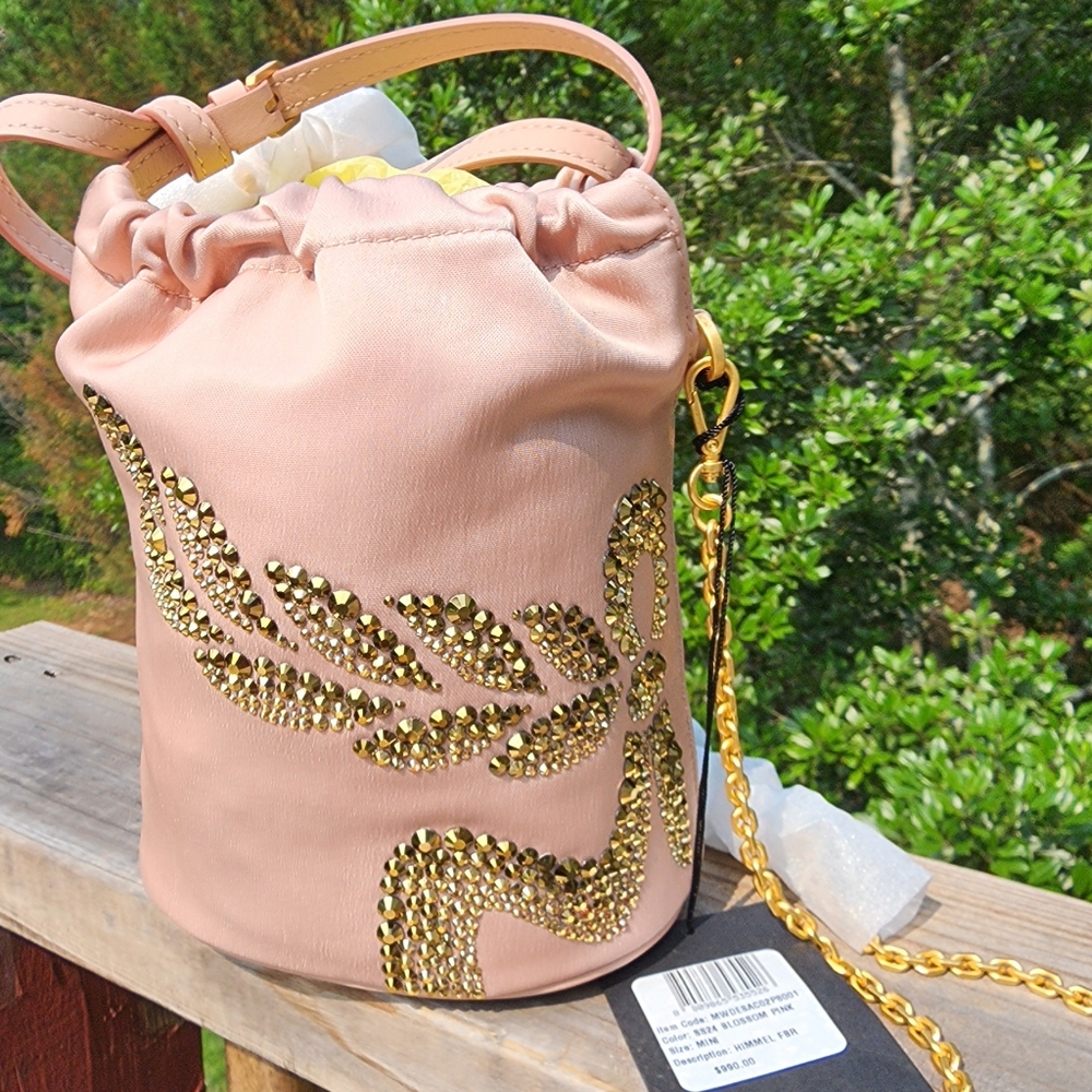 New MCM Pink Embellished Bucket Bag - Picture 3 of 7